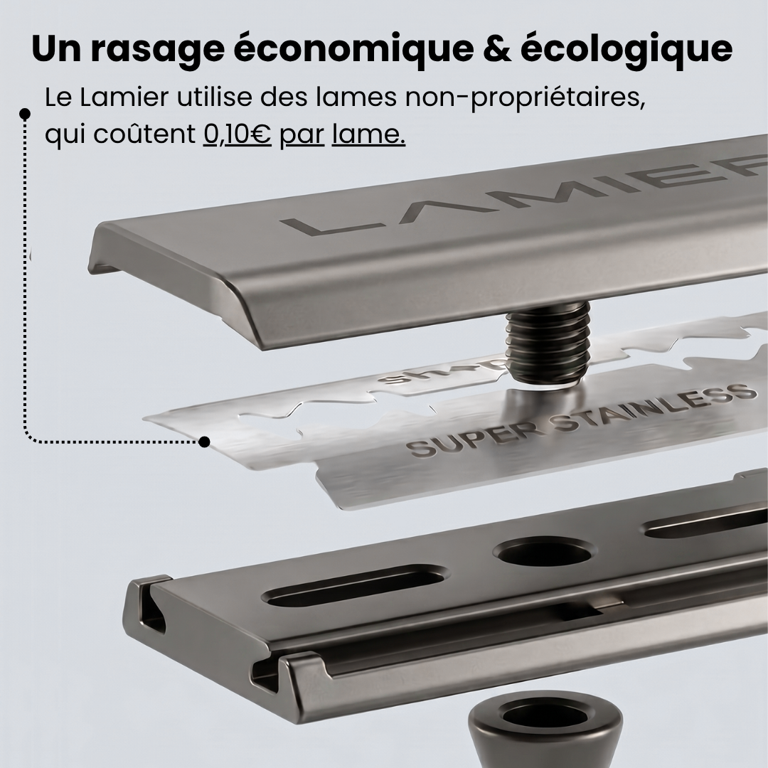 Détail du rasoir Lamier noir mat